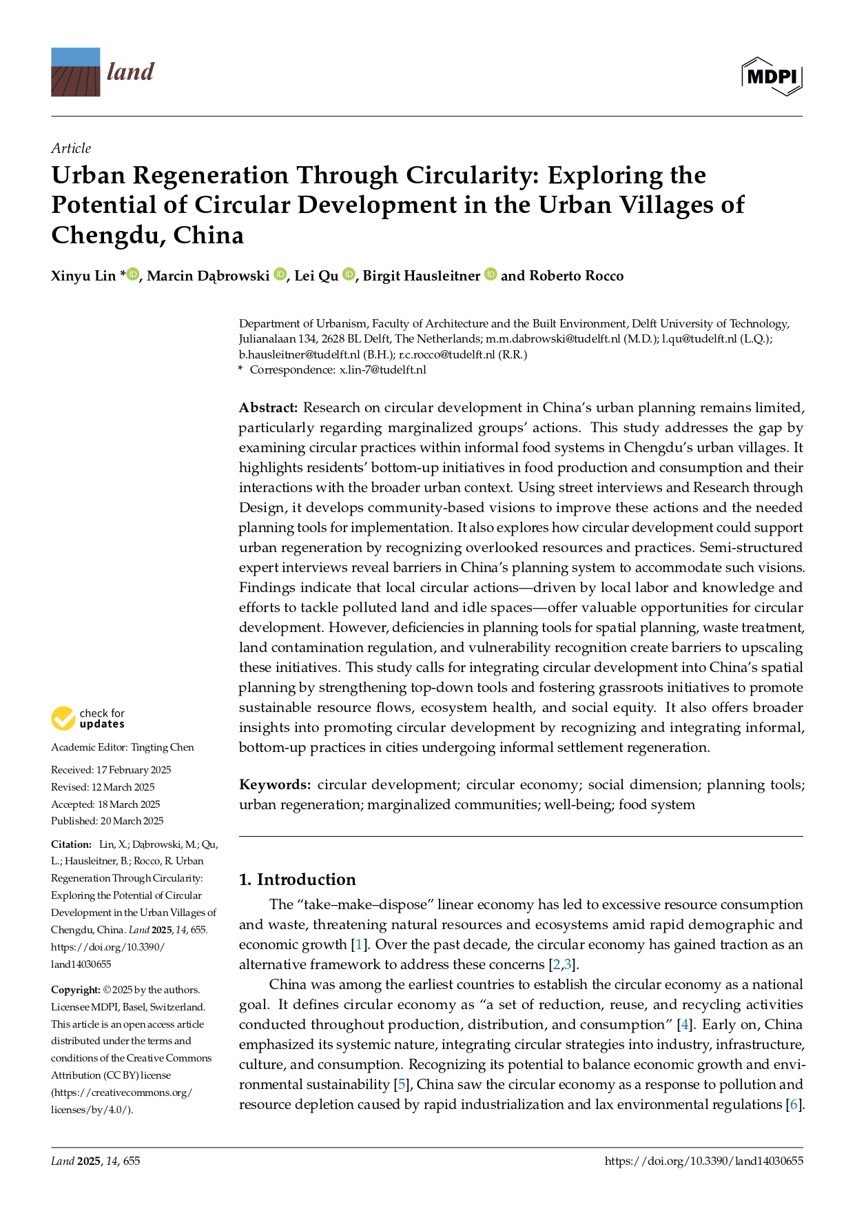 Urban Regeneration Through Circularity: Exploring the Potential of ...