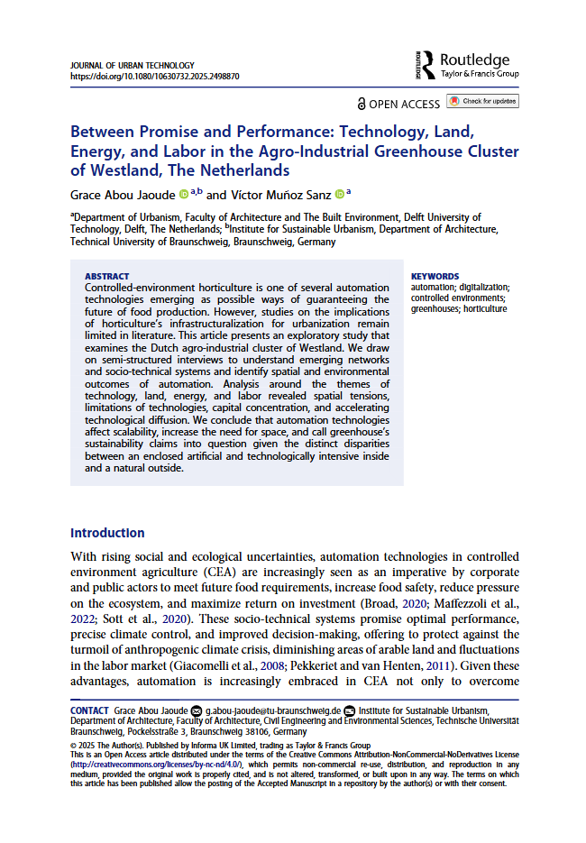 Between Promise and Performance: Technology, Land, Energy, and Labor in the Agro-Industrial Greenhouse Cluster of Westland, The Netherlands